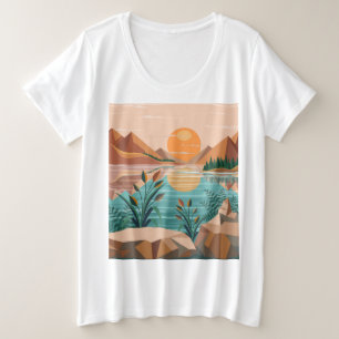 Camiseta Paisagem do pôr do sol no lago da montanha pacífic