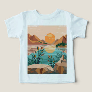 Camiseta Paisagem do pôr do sol no lago da montanha pacífic