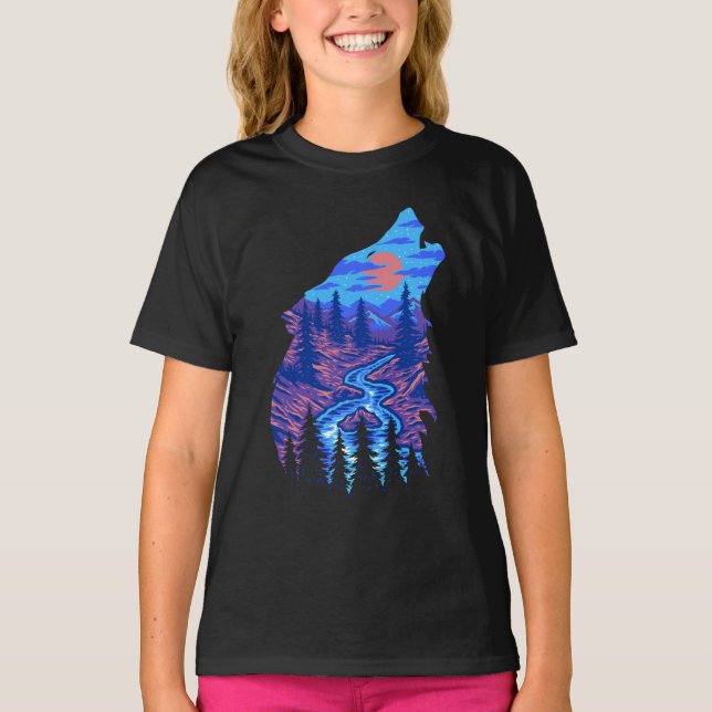 Camiseta Paisagem do rio Wolf Silhouette (Frente)