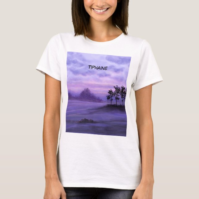 Camiseta Paisagem Fantasia Lata Roxa (Frente)
