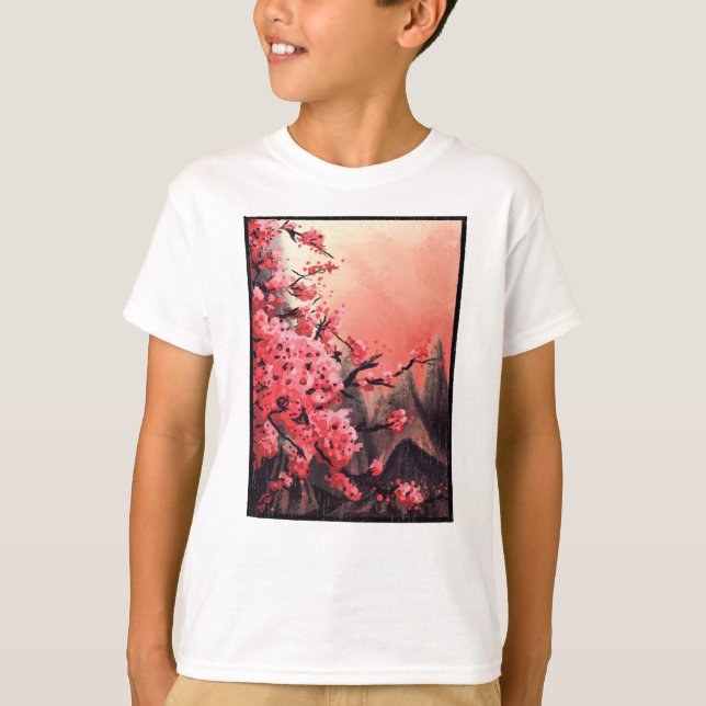 Camiseta Paisagem florescente de cereja (Frente)