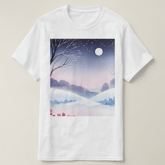 Camiseta Paisagem invernal nevada (Frente do Design)