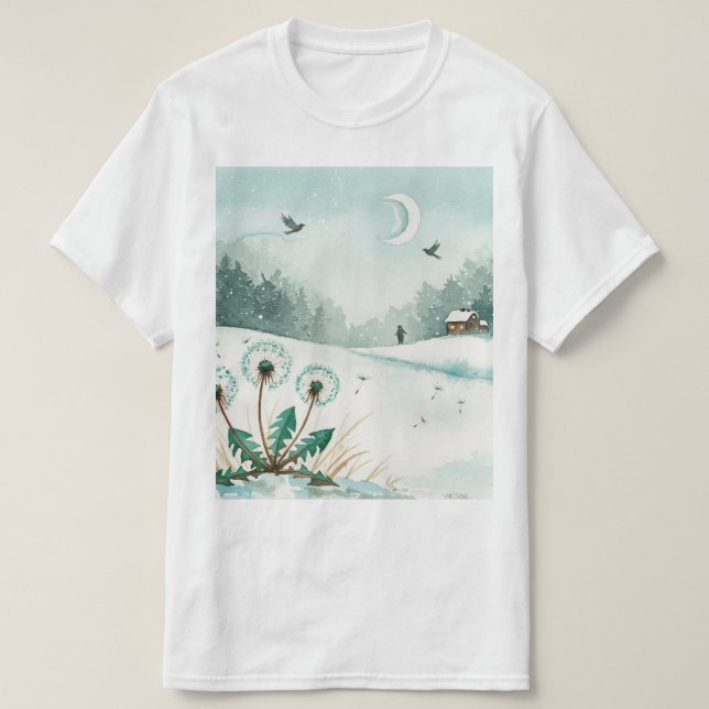 Camiseta Paisagem invernal nevada (Frente do Design)