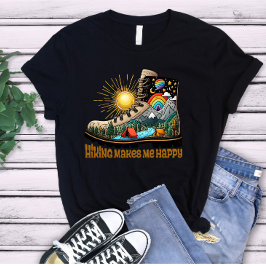 Camiseta Paisagem Montanhosa de Caminhada Gráfica de Bota N