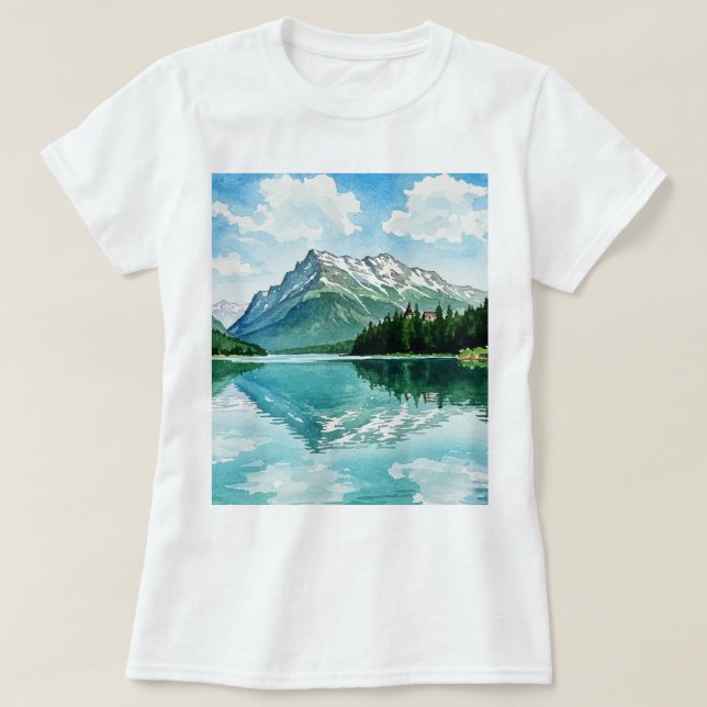 Camiseta Paisagem montanhosa pacífica (Frente do Design)