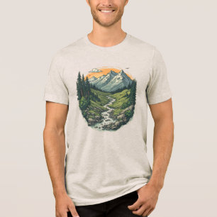 Camiseta Paisagem Montanhosa Vintage Retro Hiking Natureza