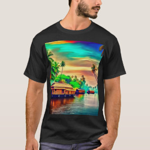 Camiseta Paisagem natural Elegante de Kerala de coqueiros