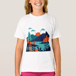 Camiseta Paisagem natural em estilo minimalista