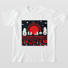 Camiseta Paisagem noturna com um campo