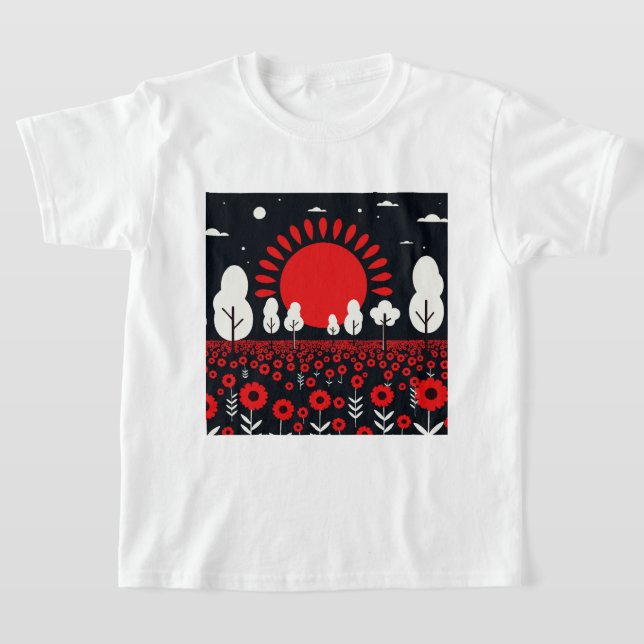Camiseta Paisagem noturna com um campo (Postura )