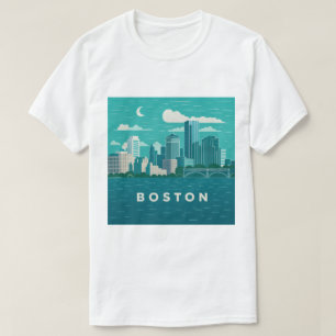 Camiseta Paisagem Noturna da Cidade de Massachusetts Cida