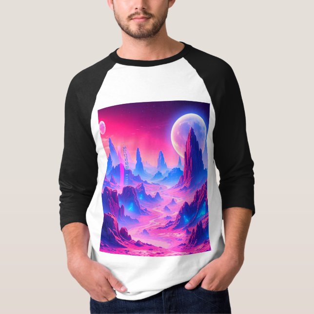 Camiseta Paisagem Planeta Neon Alienígena | Sci-Fi Fantasy  (Frente)