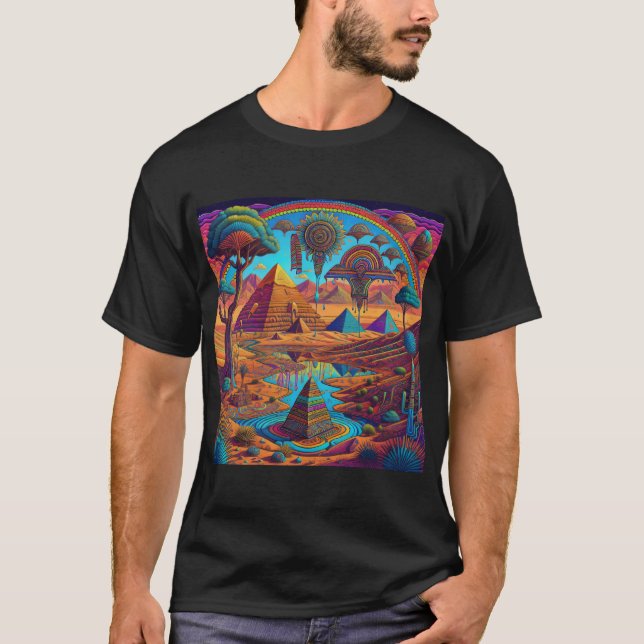 Camiseta Paisagem Psicodélica Egípcia (Frente)