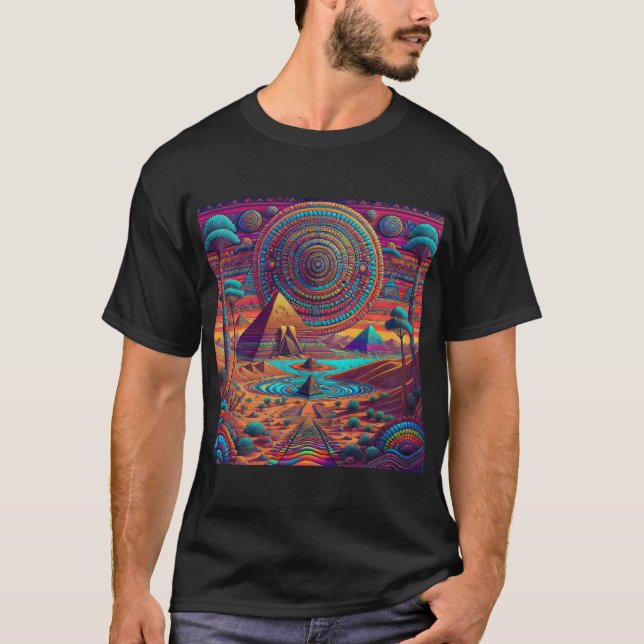Camiseta Paisagem Psicodélica Egípcia (Frente)