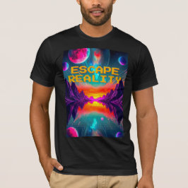 Camiseta Paisagem Retro Neon de Planeta Alien dos Anos 80