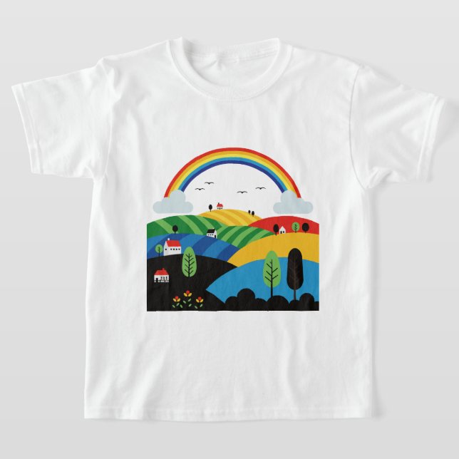 Camiseta Paisagem rural colorida (Postura )