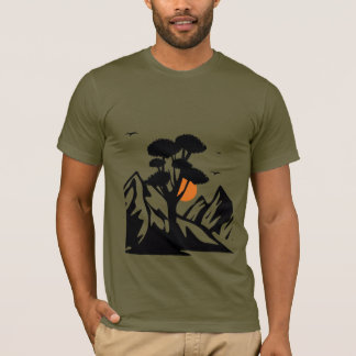 Camiseta Paisagem Serene Sunset com Minimalista de Árvore