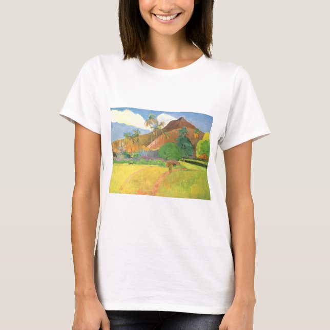 Camiseta Paisagem Taitiana, Montanhas Tahiti, Paul Gauguin (Frente)