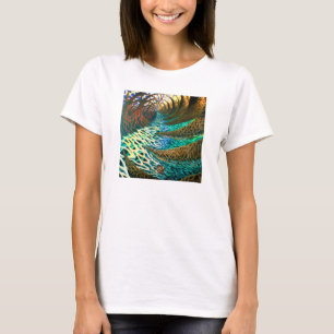 Camiseta "Paisagem telescópica" pelo V-Pescoço das mulher