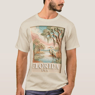 Camiseta Paisagem Textura de Pássaros da Vida Selvagem dos