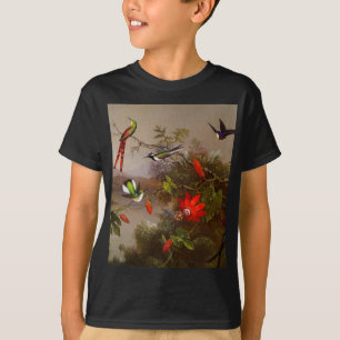 Camiseta Paisagem tropical com dez beija-flores