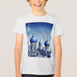 Camiseta Paisagem urbana azul e cinza