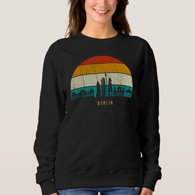 Camiseta Paisagem urbana da silhueta da Alemanha ao pôr do  (Frente)