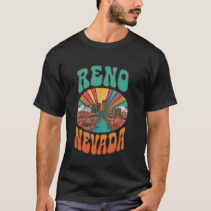 Camiseta Paisagem Urbana da Silhueta do Pôr do Sol de Reno