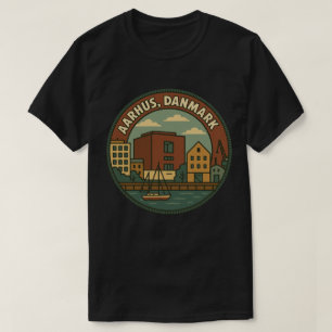 Camiseta Paisagem urbana de Aarhus Dinamarca