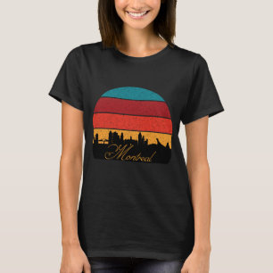 Camiseta Paisagem Urbana de Montreal Pôr do Sol Retrô Viage