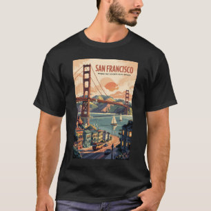 Camiseta Paisagem Urbana de São Francisco Califórnia Arte d