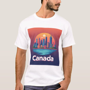 Camiseta Paisagem Urbana do Canadá ao Pôr do Sol Viagem