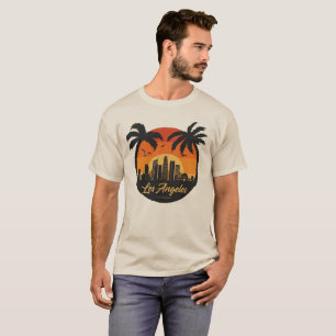Camiseta Paisagem Urbana do Pôr do Sol de Los Angeles Vinta