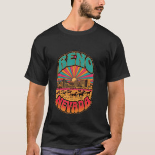 Camiseta Paisagem Urbana do Por do Sol em Reno Nevada Vinta