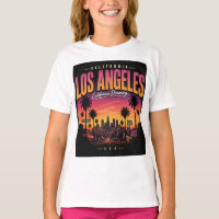 Paisagem Urbana do Pôr do Sol Retrô de Los Angeles