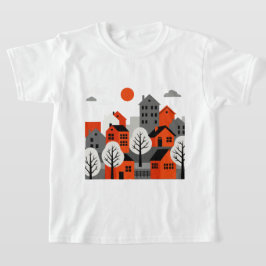 Camiseta Paisagem urbana em um estilo moderno e minimalista