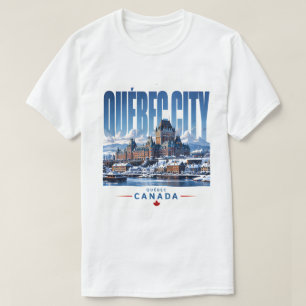 Camiseta 🏰 Paisagem Urbana Moderna da Cidade de Quebec 🏰