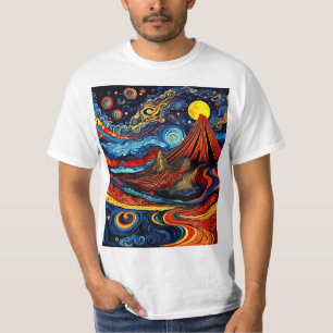 Camiseta Paisagem vulcânica à noite