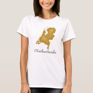 Camiseta Países Baixos em Dourado com o texto em negrito