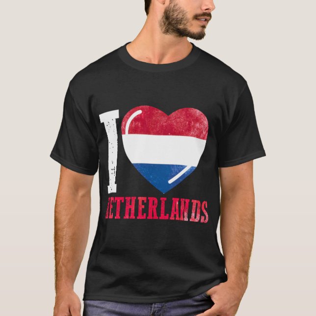 Camiseta Países Baixos Eu amo Países Baixos (Frente)