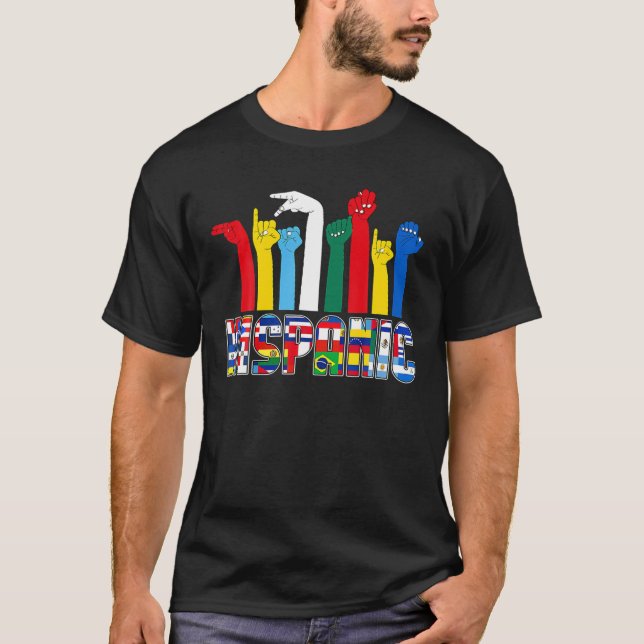 Camiseta Países da Língua ASL Sinalizadores Latinx Herit Hi (Frente)