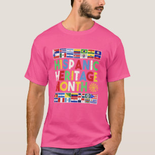 Camiseta Países Latinos Bandeira Mês da Herança Hispânica L