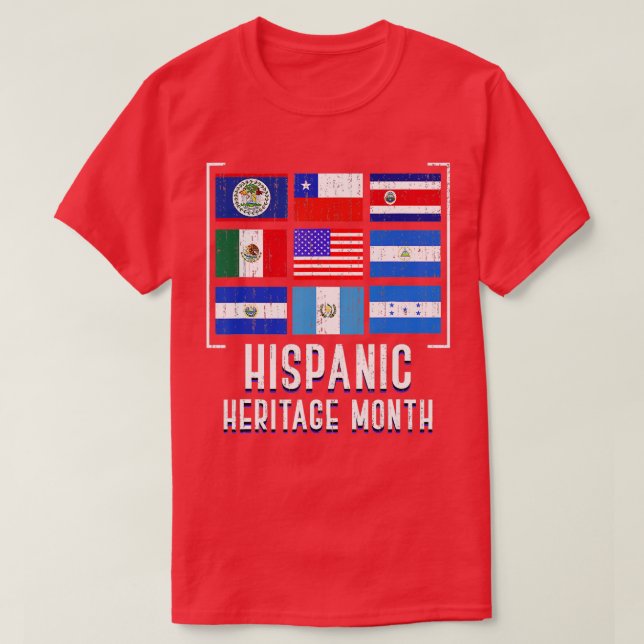 Camiseta Países latinos da cultura latino sinalizam herança (Frente do Design)