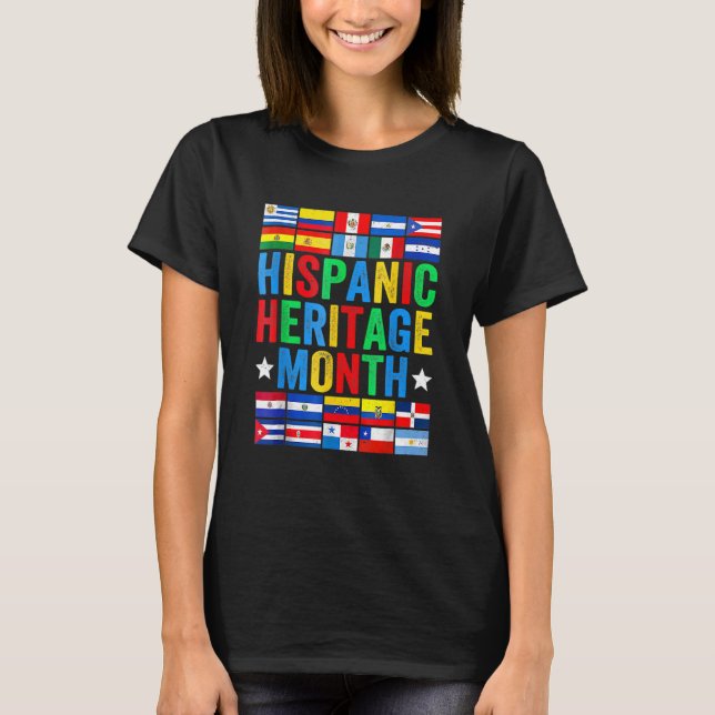 Camiseta Países latinos Sinalizam Patrimônio Hispânico Mês  (Frente)