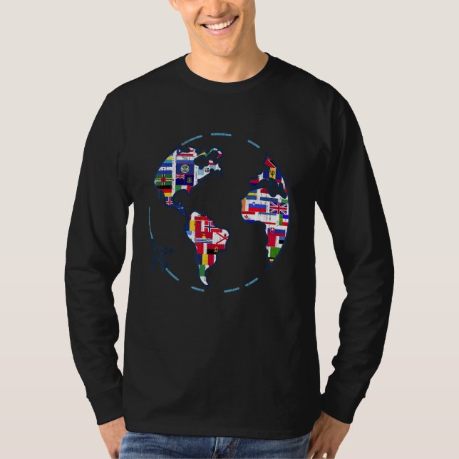 Camiseta Países Viajantes Mundo Sinaliza Mundo Internaciona (Frente)