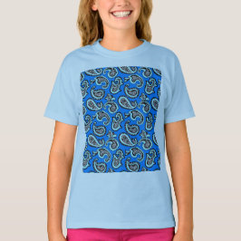 Camiseta Paisley Atemporal em Fundo Azul