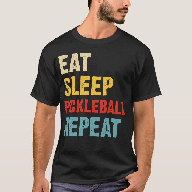 Camiseta Paixão de Pickleball: Coma, Dorme, Repita (Frente)