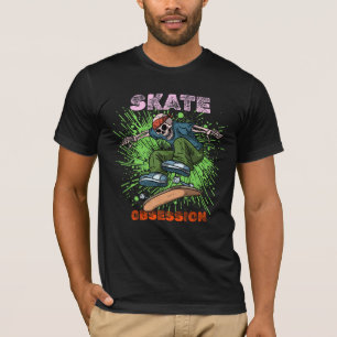 Camiseta Paixão por Skate Esqueleto Skatista Streetwear T