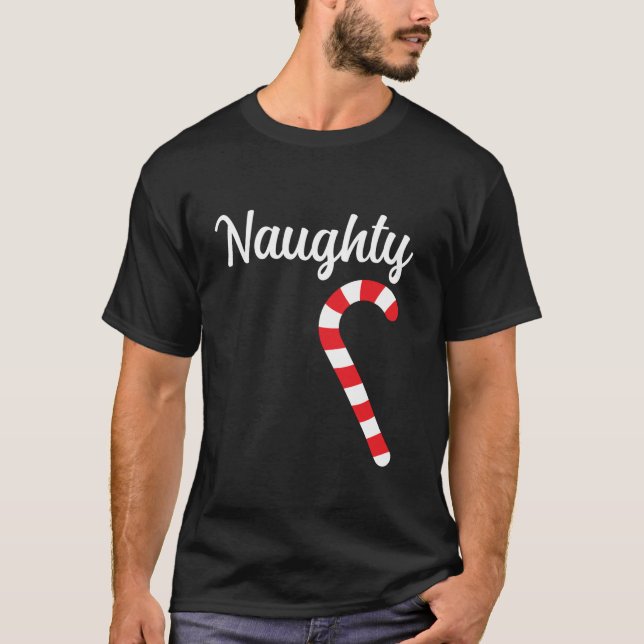 Camiseta Pajama de Natal bom e travesso para Casais (Frente)