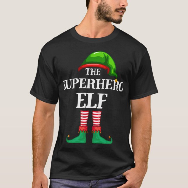 Camiseta Pajama de Natal da Família do Super Herói Elf Matc (Frente)